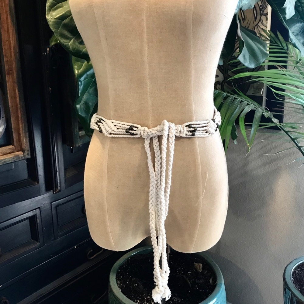 Boho macrame beaded tassel wrap belt